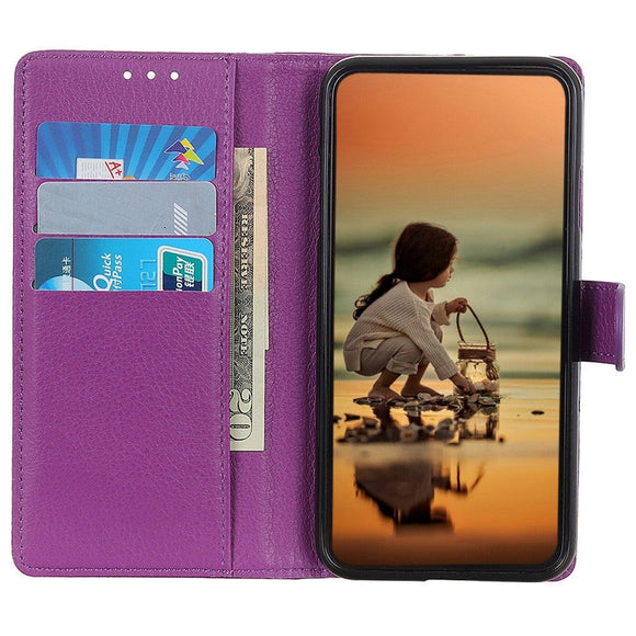 Samsung Galaxy M13 Litchi Læder Cover m. Pung - Lilla