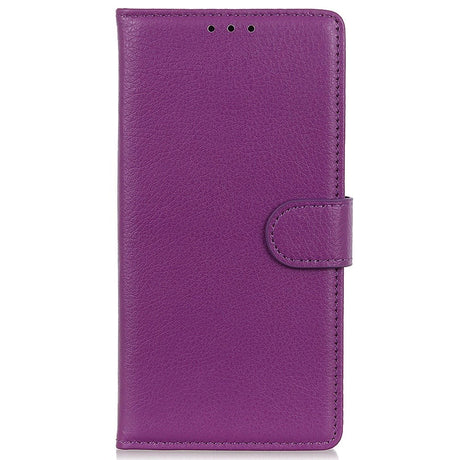 Samsung Galaxy M13 Litchi Læder Cover m. Pung - Lilla