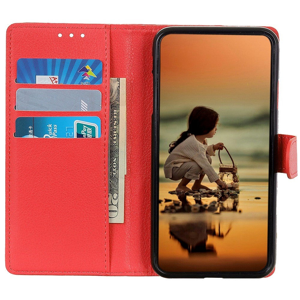 Samsung Galaxy M13 Litchi Læder Cover m. Pung - Rød
