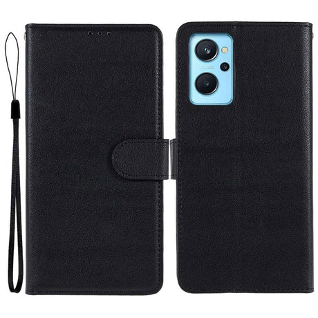 OPPO A76 / Realme 9i Læder Cover m. Pung & Ståfunktion - Sort