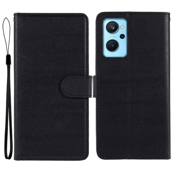 OPPO A76 / Realme 9i Læder Cover m. Pung & Ståfunktion - Sort