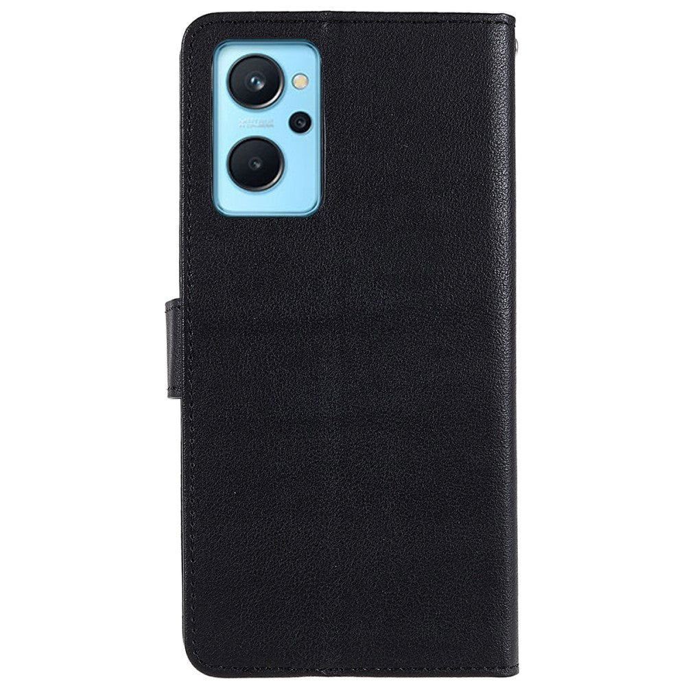 OPPO A76 / Realme 9i Læder Cover m. Pung & Ståfunktion - Sort