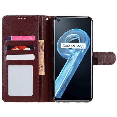 OPPO A76 / Realme 9i Læder Cover m. Pung & Ståfunktion - Vinrød