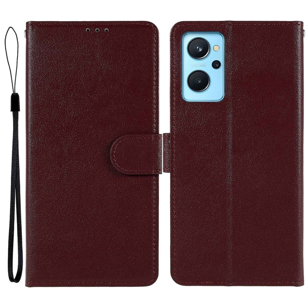 OPPO A76 / Realme 9i Læder Cover m. Pung & Ståfunktion - Vinrød