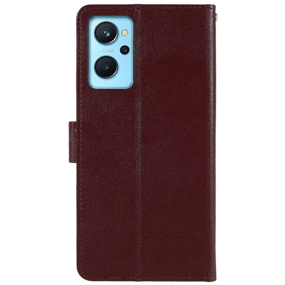 OPPO A76 / Realme 9i Læder Cover m. Pung & Ståfunktion - Vinrød