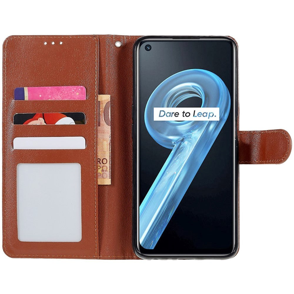 OPPO A76 / Realme 9i Læder Cover m. Pung & Ståfunktion - Brun