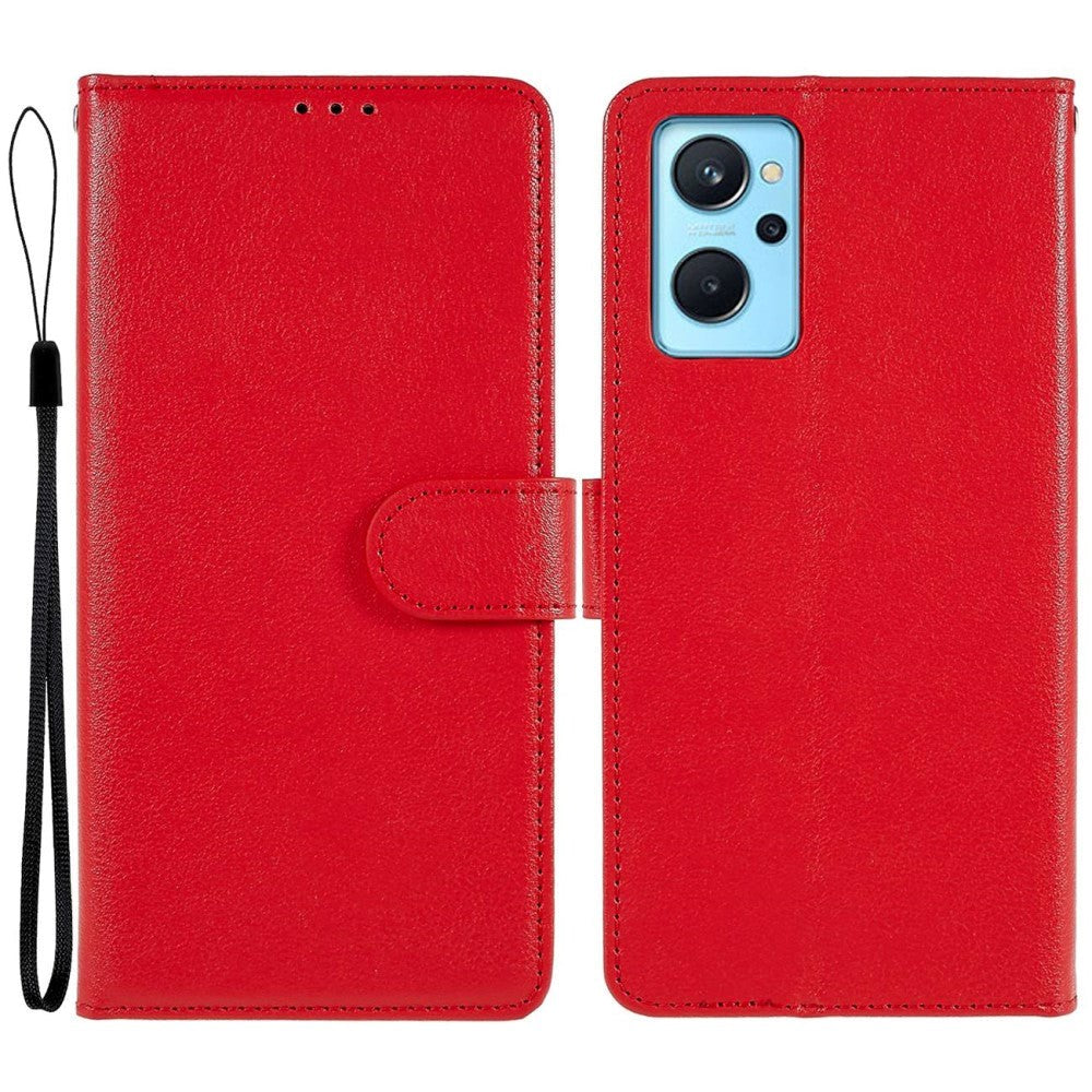 OPPO A76 / Realme 9i Læder Cover m. Pung & Ståfunktion - Rød
