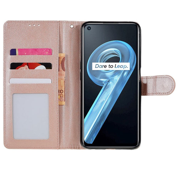 OPPO A76 / Realme 9i Læder Cover m. Pung & Ståfunktion - Rose Gold