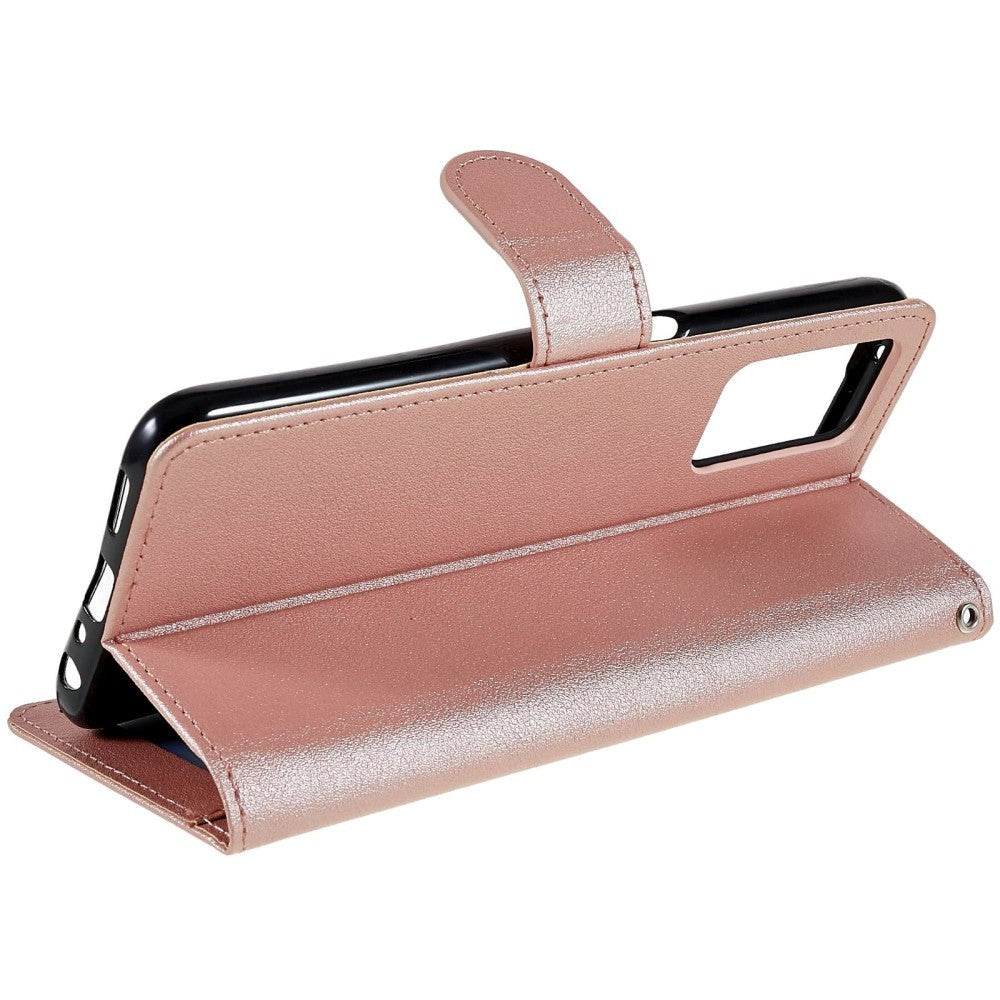 OPPO A76 / Realme 9i Læder Cover m. Pung & Ståfunktion - Rose Gold