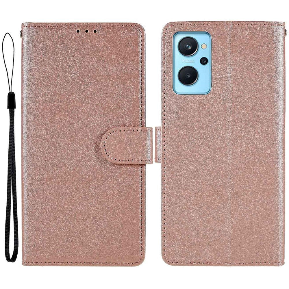 OPPO A76 / Realme 9i Læder Cover m. Pung & Ståfunktion - Rose Gold