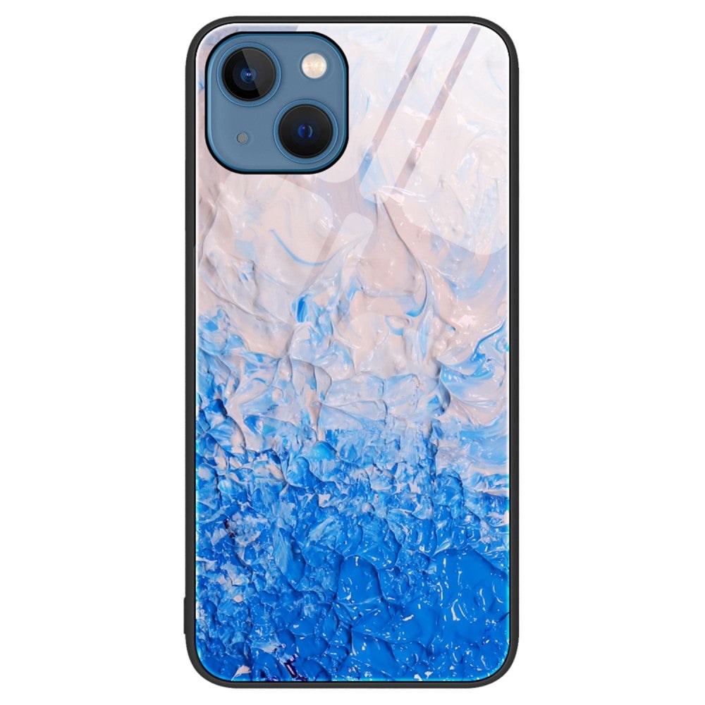 iPhone 14 Plus Plastik Cover m. Glasbagside - Marmor Mønster