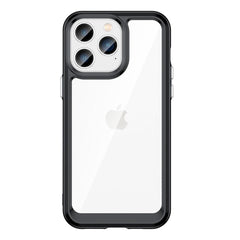 iPhone 14 Pro Max Hybrid Plastik Cover - Gennemsigtig / Sort