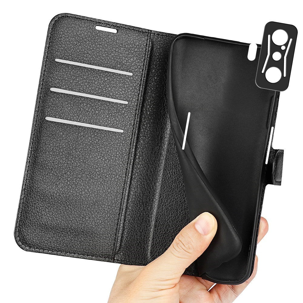Xiaomi Poco F4 GT Litchi Læder Cover m. Pung - Sort