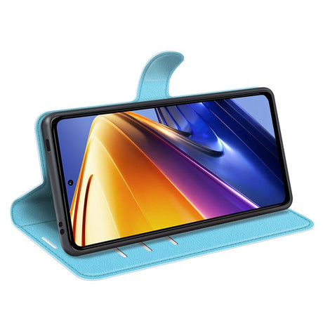 Xiaomi Poco F4 GT Litchi Læder Cover m. Pung - Lyseblå