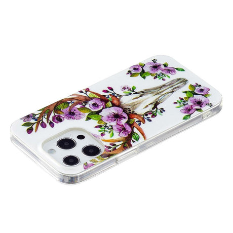 iPhone 14 Pro Fleksibel TPU Plastik Cover - Blomsterhjort