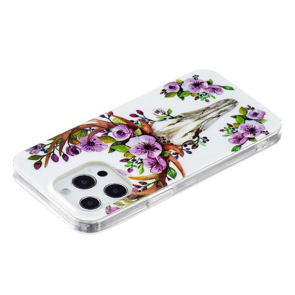 iPhone 14 Pro Fleksibel TPU Plastik Cover - Blomsterhjort