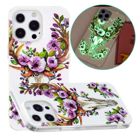 iPhone 14 Pro Fleksibel TPU Plastik Cover - Blomsterhjort