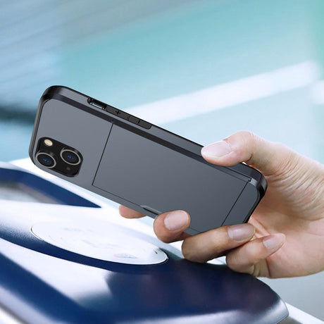 iPhone 14 Hybrid Håndværkercover m. Kortholder - Navy Blå