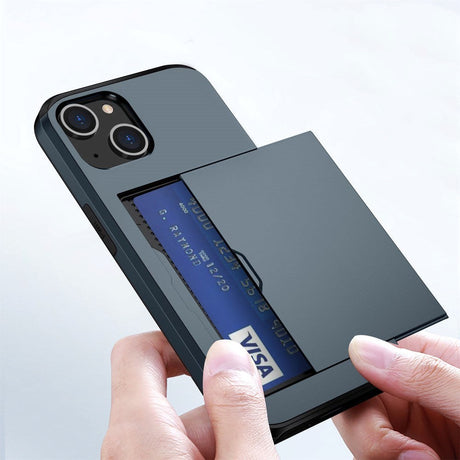 iPhone 14 Hybrid Håndværkercover m. Kortholder - Navy Blå