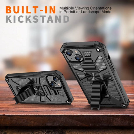 iPhone 14 Hybrid Håndværker Cover m. Kickstand & Magnet - Sort