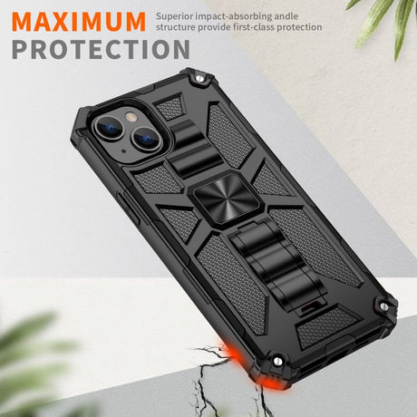 iPhone 14 Hybrid Håndværker Cover m. Kickstand & Magnet - Sort