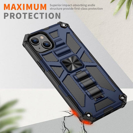 iPhone 14 Hybrid Håndværker Cover m. Kickstand & Magnet - Blå