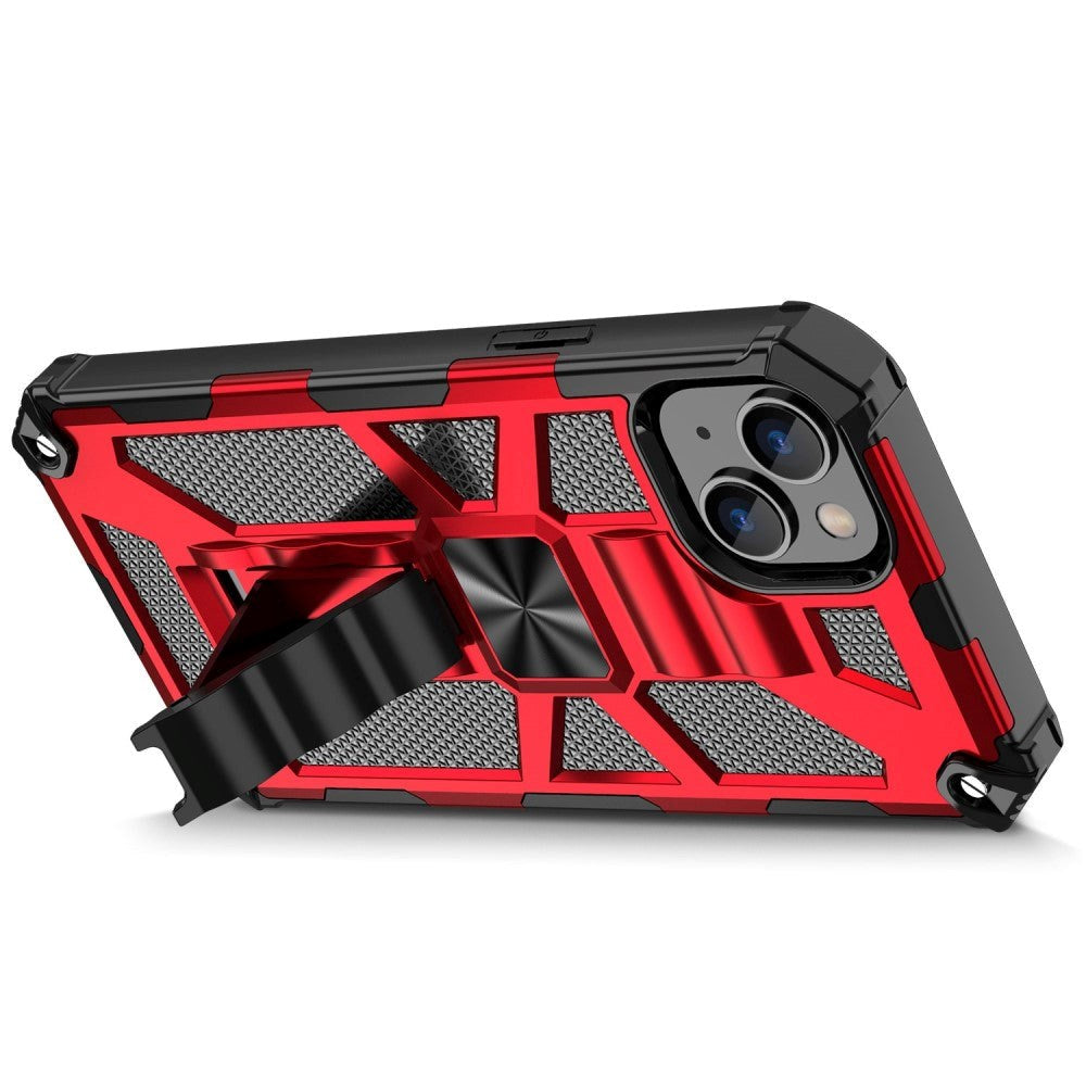 iPhone 14 Hybrid Håndværker Cover m. Kickstand & Magnet - Rød