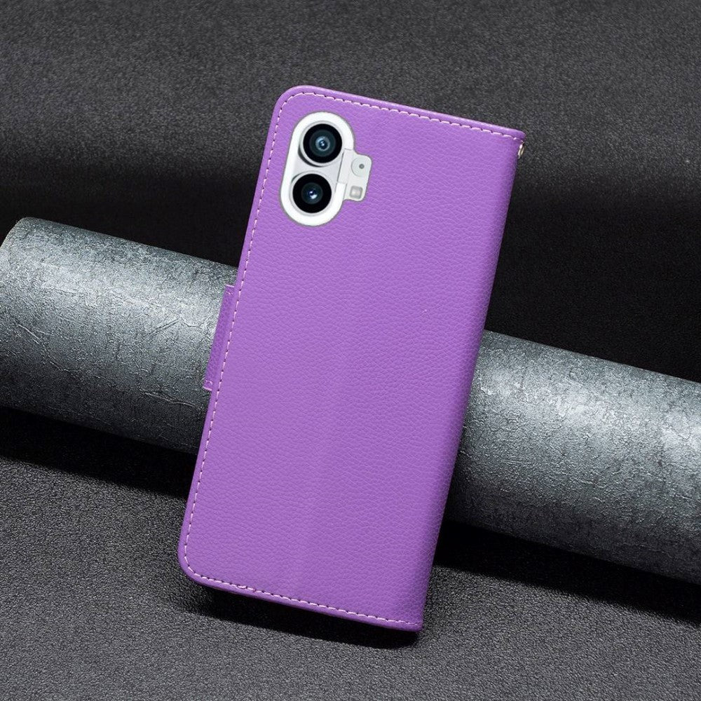 Nothing Phone (1) Imiteret Læder Flip Cover m. Pung & Strop - Lilla