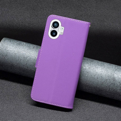 Nothing Phone (1) Imiteret Læder Flip Cover m. Pung & Strop - Lilla