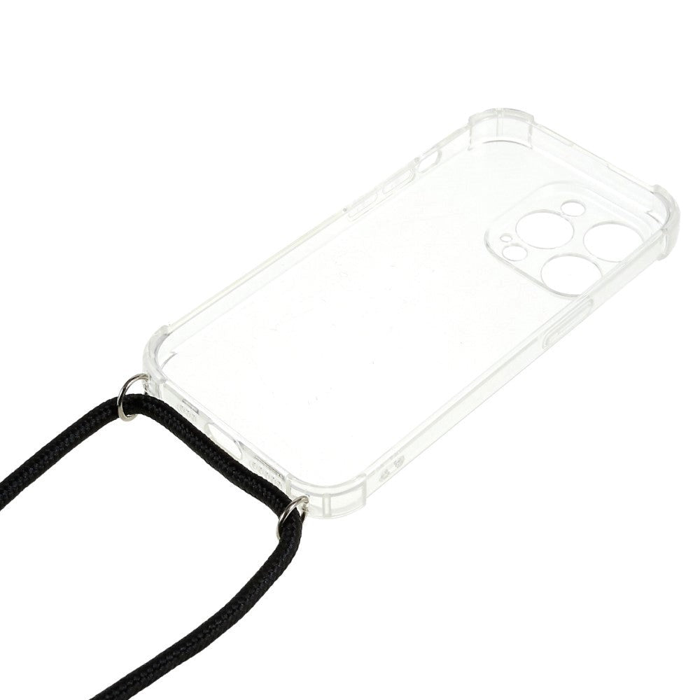 iPhone 14 Pro Fleksibelt Plastik Cover m. Snor / Strop - Gennemsigtig