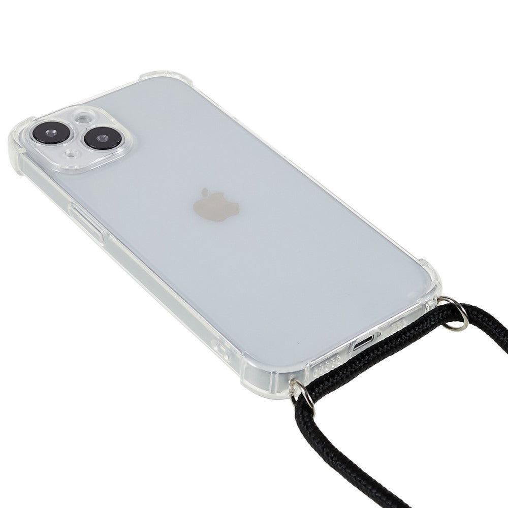 iPhone 14 Fleksibelt Plastik Cover m. Snor / Strop - Gennemsigtig