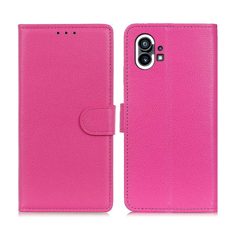 Nothing Phone (1) Læder Flip Cover m. Pung - Lyserød