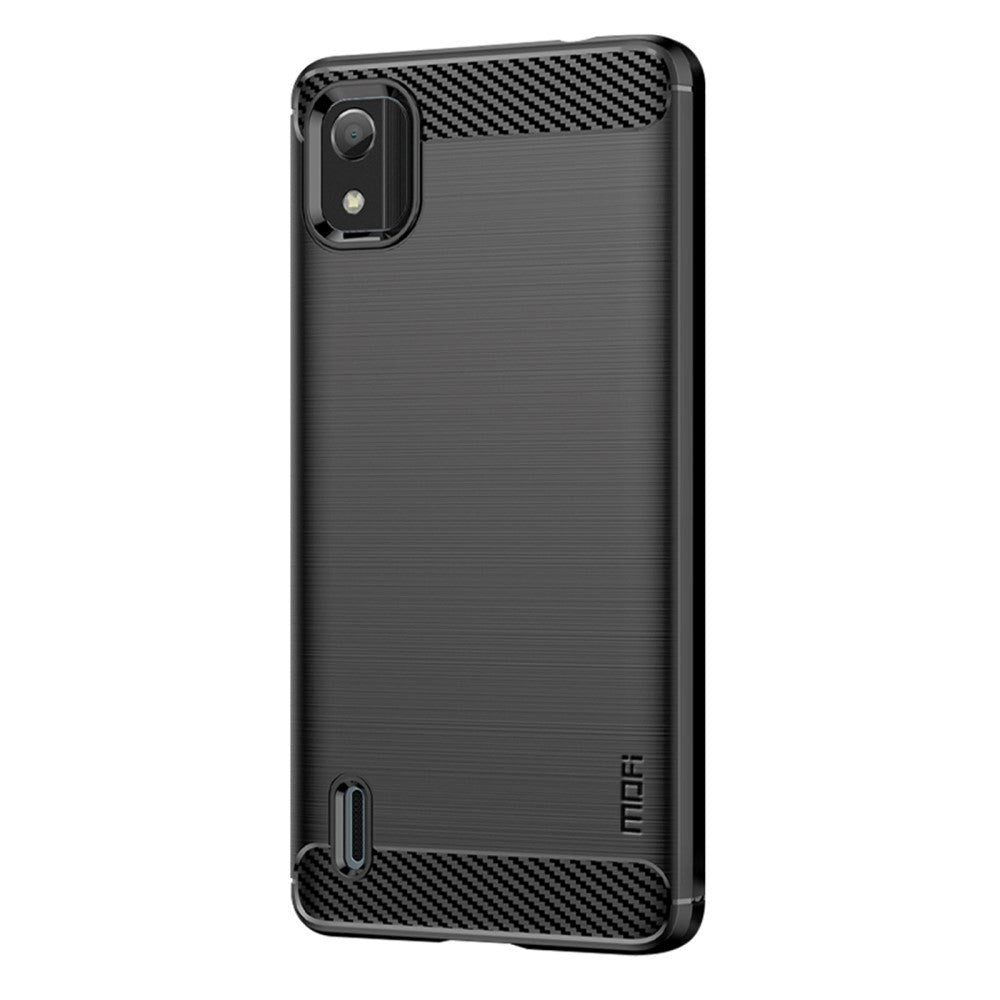 Nokia C2 2nd Edition Mofi Brushed Carbon Fiber Fleksibelt Plastik Cover - Sort