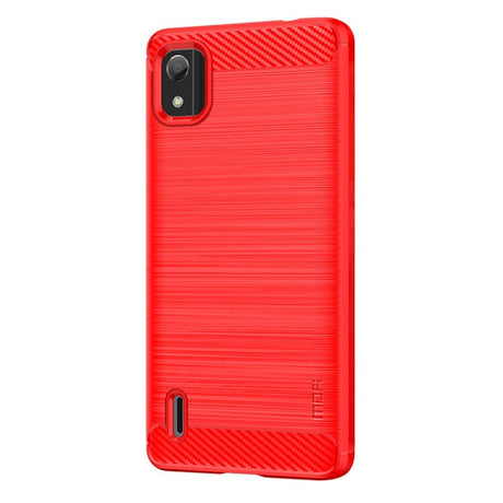 Nokia C2 2nd Edition Mofi Brushed Carbon Fiber Fleksibelt Plastik Cover - Rød