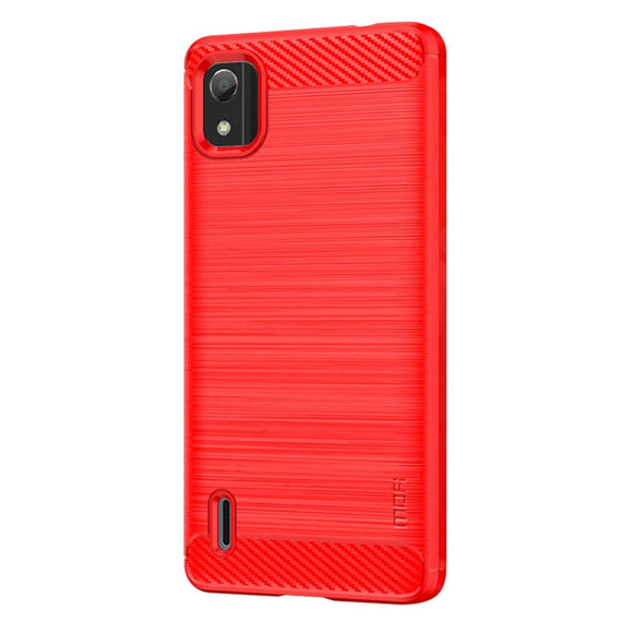 Nokia C2 2nd Edition Mofi Brushed Carbon Fiber Fleksibelt Plastik Cover - Rød