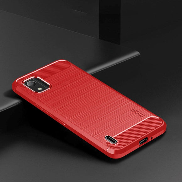 Nokia C2 2nd Edition Mofi Brushed Carbon Fiber Fleksibelt Plastik Cover - Rød