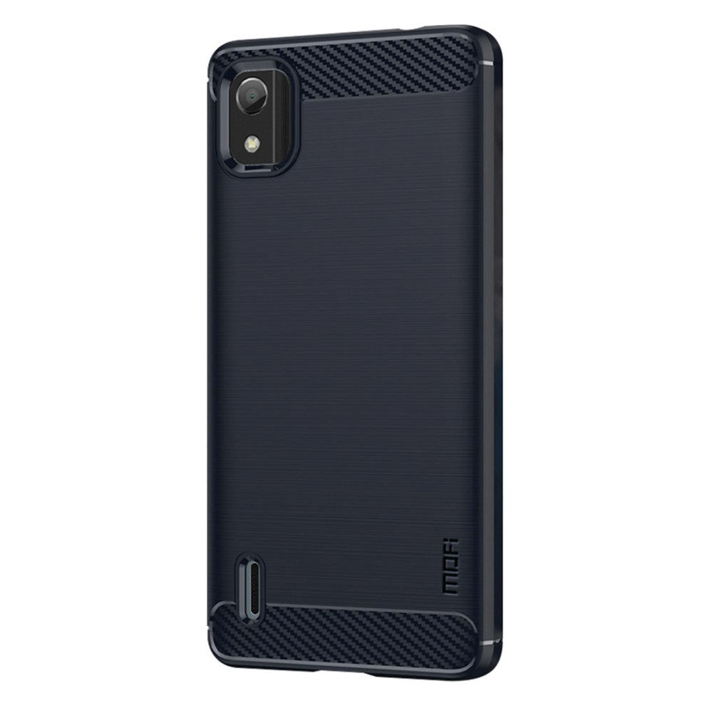Nokia C2 2nd Edition Mofi Brushed Carbon Fiber Fleksibelt Plastik Cover - Blå