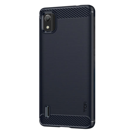 Nokia C2 2nd Edition Mofi Brushed Carbon Fiber Fleksibelt Plastik Cover - Blå