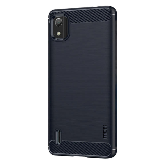 Nokia C2 2nd Edition Mofi Brushed Carbon Fiber Fleksibelt Plastik Cover - Blå