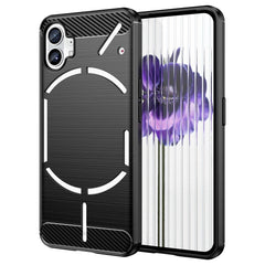 Nothing Phone (1) Brushed Carbon Fiber TPU Plast Cover - Sort
