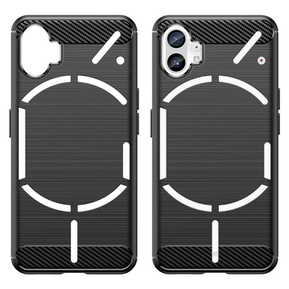 Nothing Phone (1) Brushed Carbon Fiber TPU Plast Cover - Sort