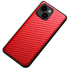iPhone 14 Plus Hybrid Plastik Cover m. Karbon Design - Rød