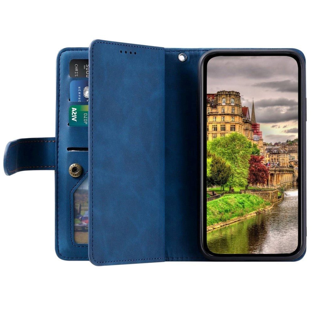 iPhone 14 Plus Læder Cover m. Pung & Magnetlås - Blå