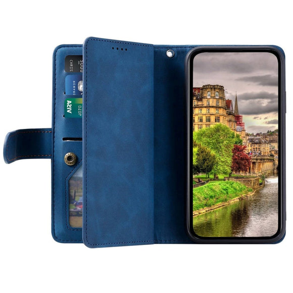 iPhone 14 Plus Læder Cover m. Pung & Magnetlås - Blå