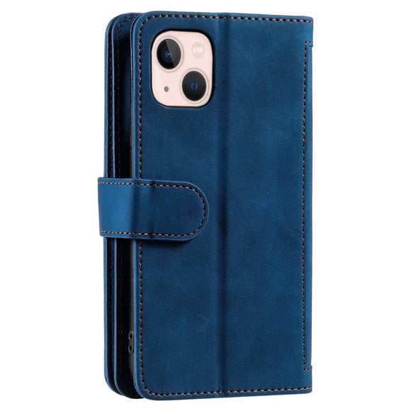 iPhone 14 Plus Læder Cover m. Pung & Magnetlås - Blå