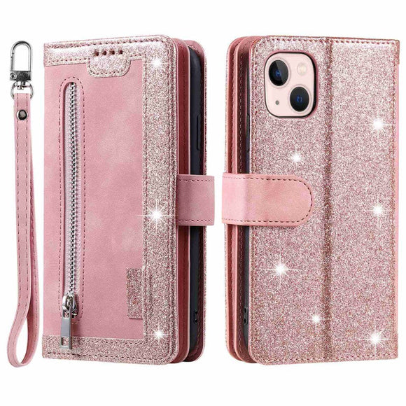 iPhone 14 Læder Cover m. Pung & Magnetlås - Lyserød