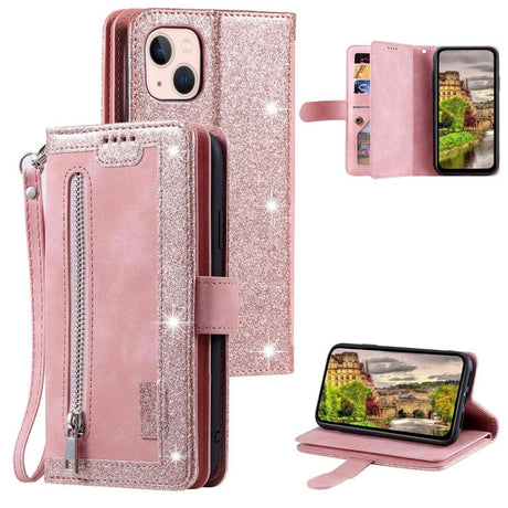 iPhone 14 Læder Cover m. Pung & Magnetlås - Lyserød