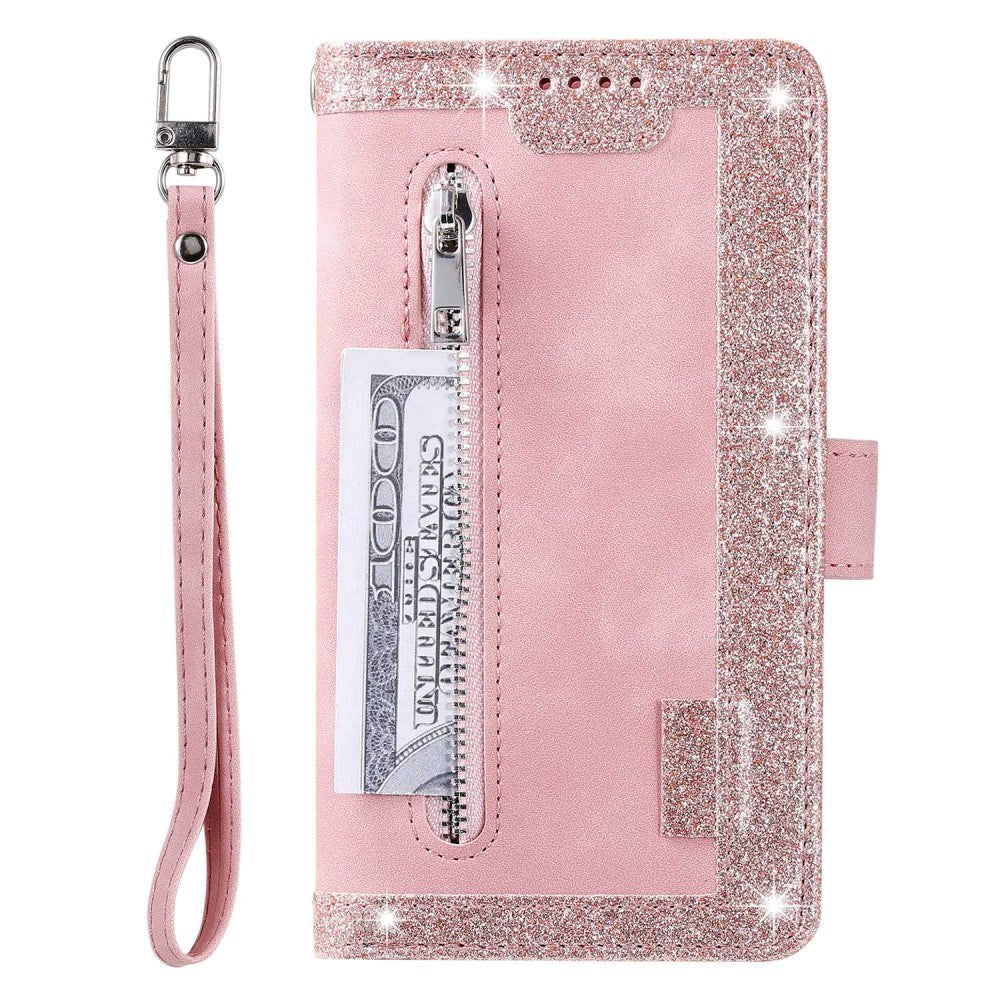 iPhone 14 Læder Cover m. Pung & Magnetlås - Lyserød