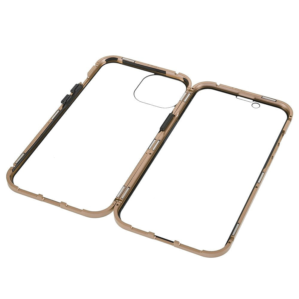 iPhone 14 360⁰ Magnetisk Cover m. Glas Forside & Bagside - Guld