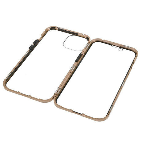 iPhone 14 360⁰ Magnetisk Cover m. Glas Forside & Bagside - Guld